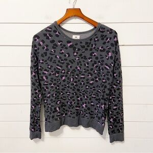 Sundry | Black/Purple Leopard Print Sweatshirt Size 2